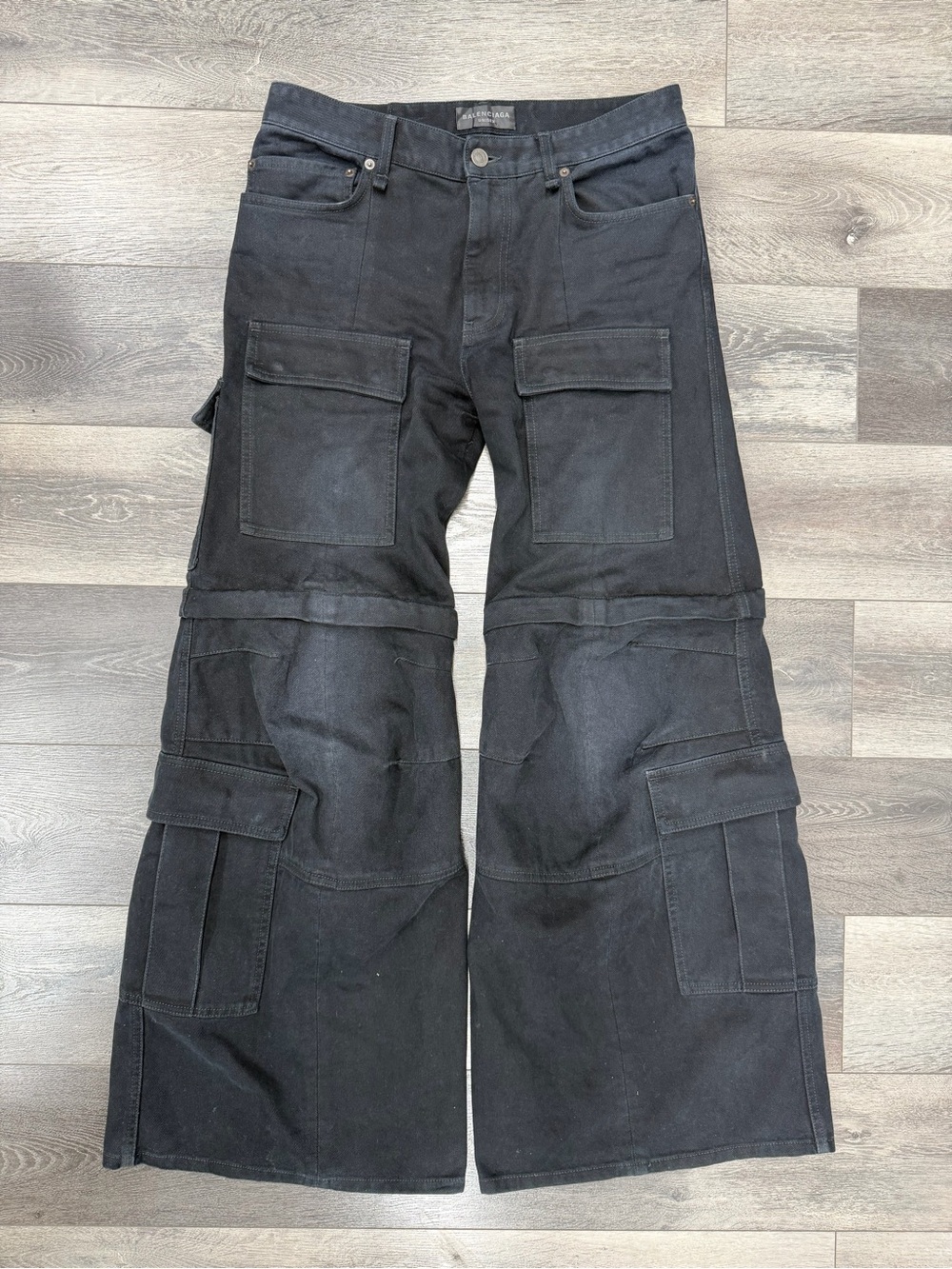 AW23 Balenciaga Cargo Flare Convertible Denim Jeans Sz S